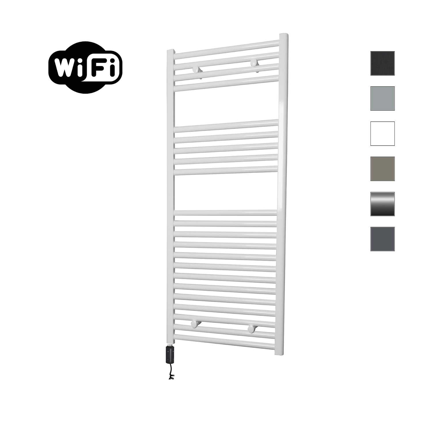Elektrische Radiator Sanicare HWV Met Wifi 111,8x60 cm Wit 730W Met Thermostaat Zwart Linksonder