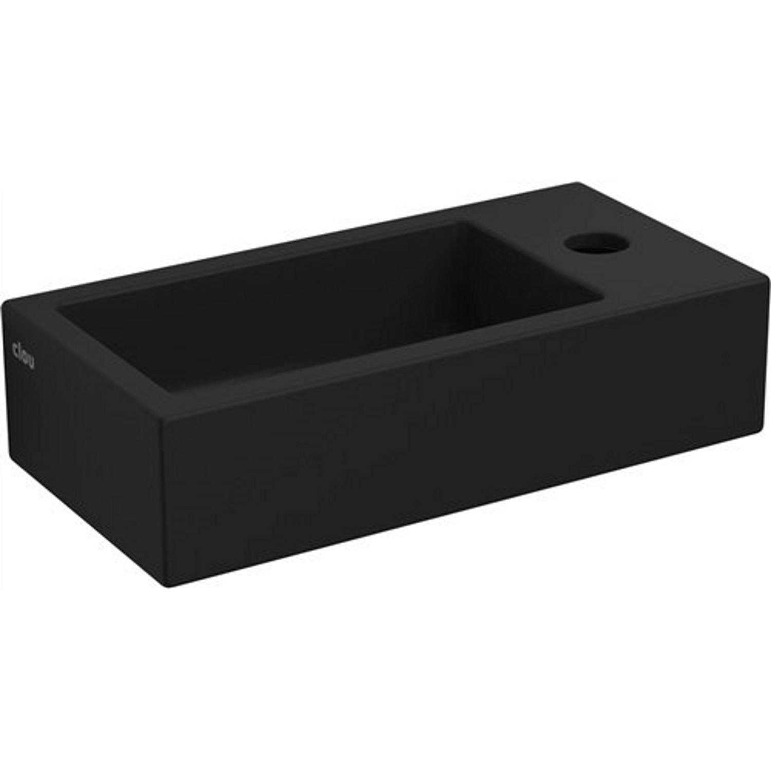 Fontein Clou Flush 3 36x18x9cm Keramiek Mat Zwart (Kraangat Rechts)