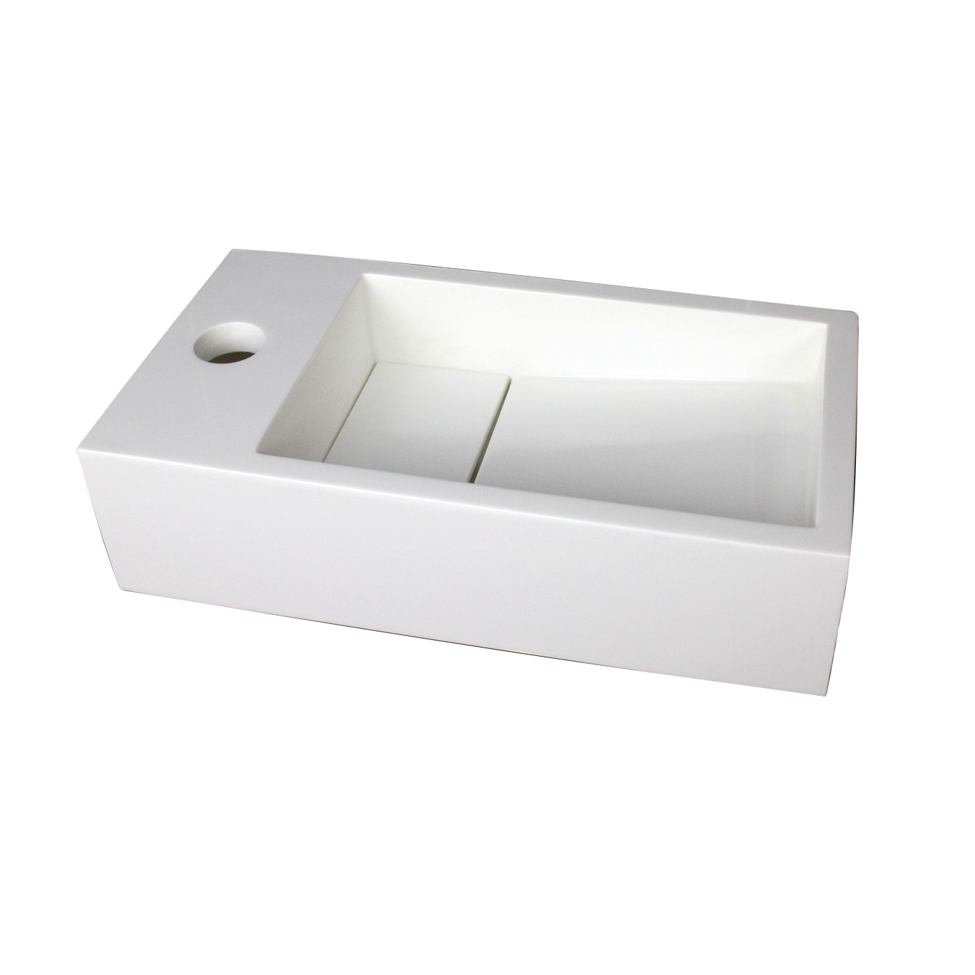 Fontein Luca Sanitair 35x18x9cm Solid Surface Met Kraangat Links Of Rechts Mat Wit product afbeelding