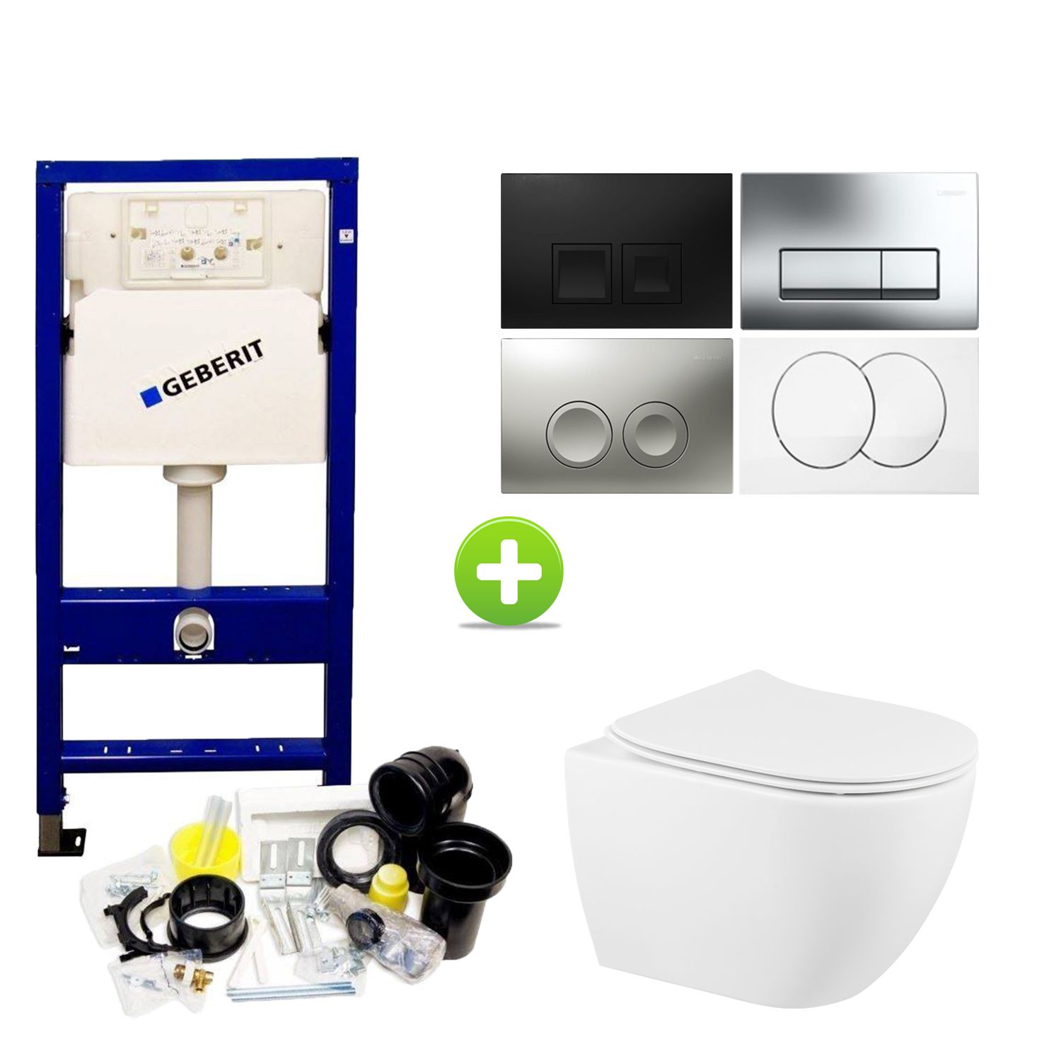 Geberit UP100 Toiletset set70 Sanindusa Sanibold met Delta Drukplaat