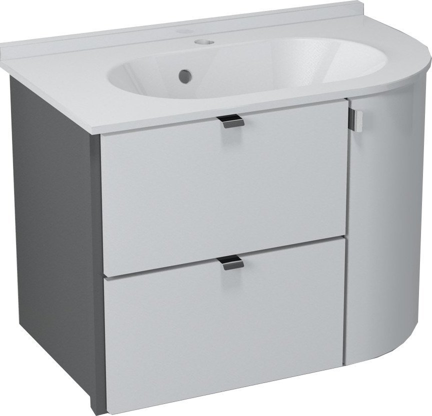 Sapho Gebogen Wastafelmeubel  Pulse Links 75x52x45 cm Wit