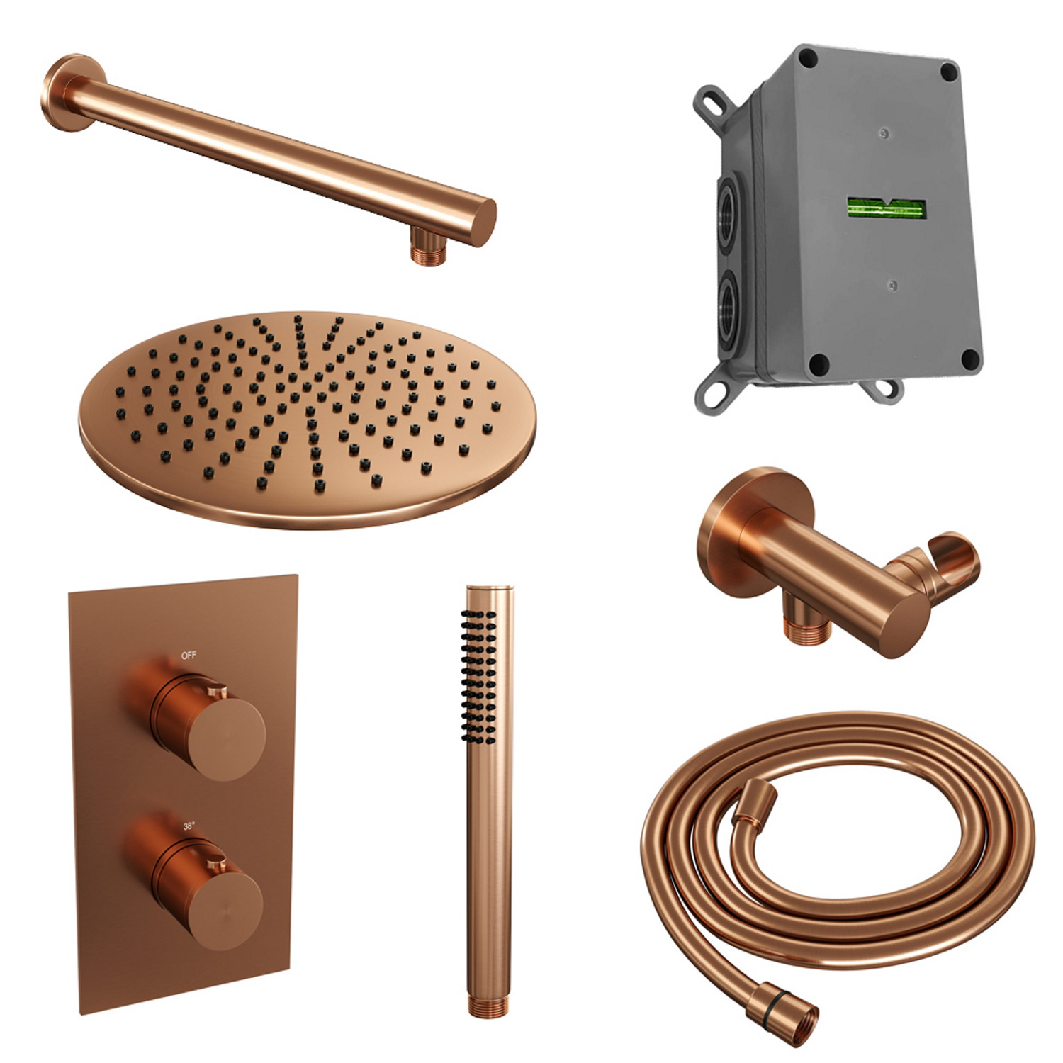 Inbouw Regendouche Set Brauer Copper Edition Wanduitloop Ronde Hoofddouche 30 cm Koper product afbeelding