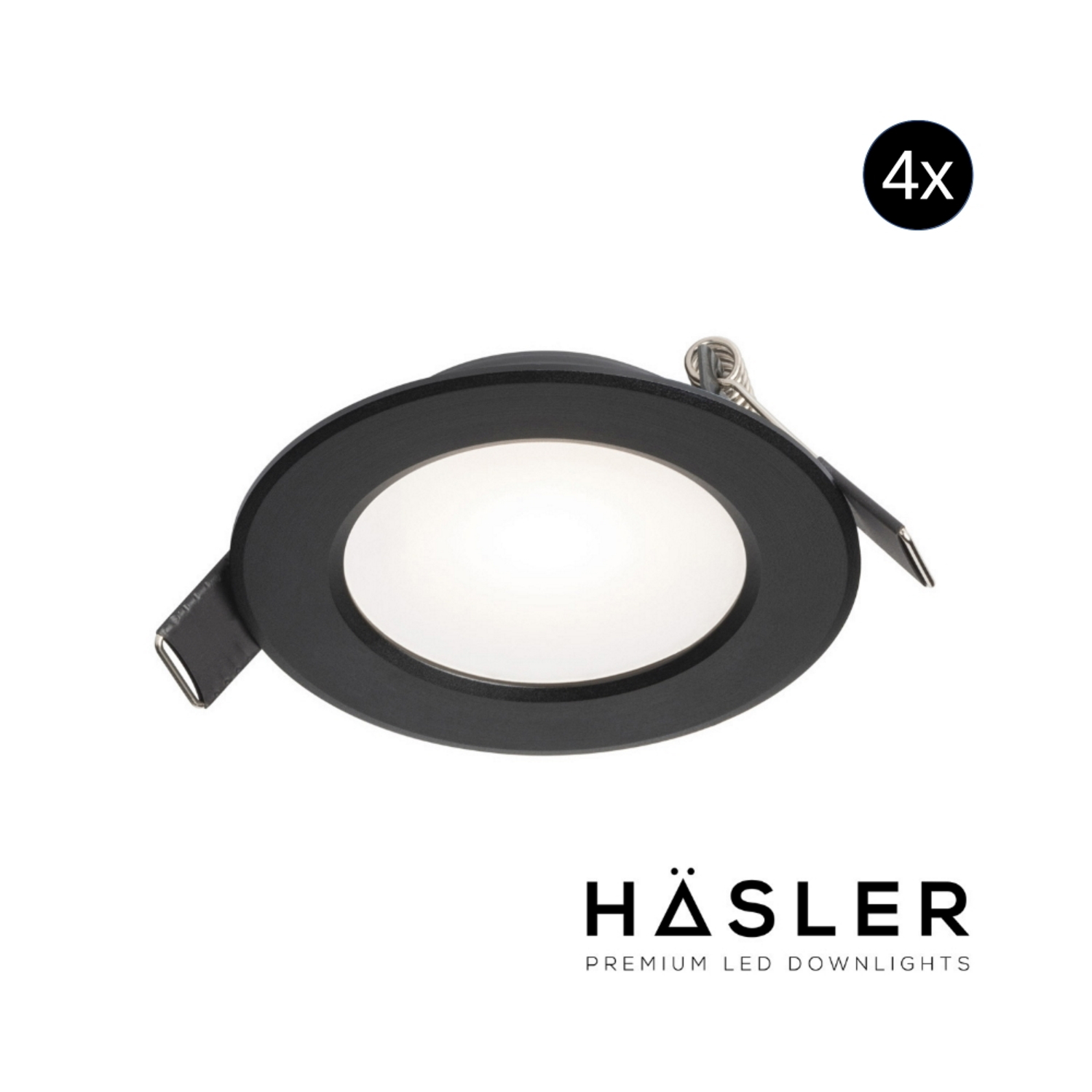 Inbouwspot Häsler Murcia Incl. Fase Aansnijding Dimbaar 9.2 cm 4 Watt Helder Wit Zwart Set 4x