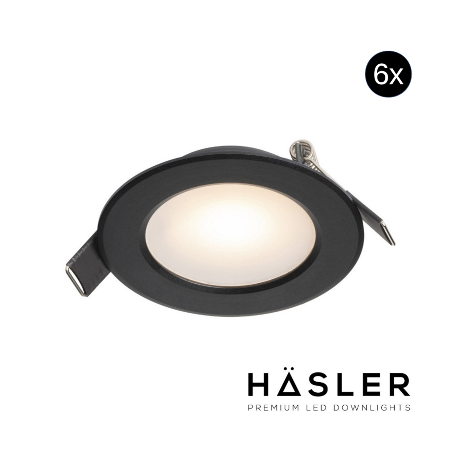 Inbouwspot Häsler Murcia Incl. Fase Aansnijding Dimbaar 9.2 cm 4 Watt Warm Wit Zwart Set 6x