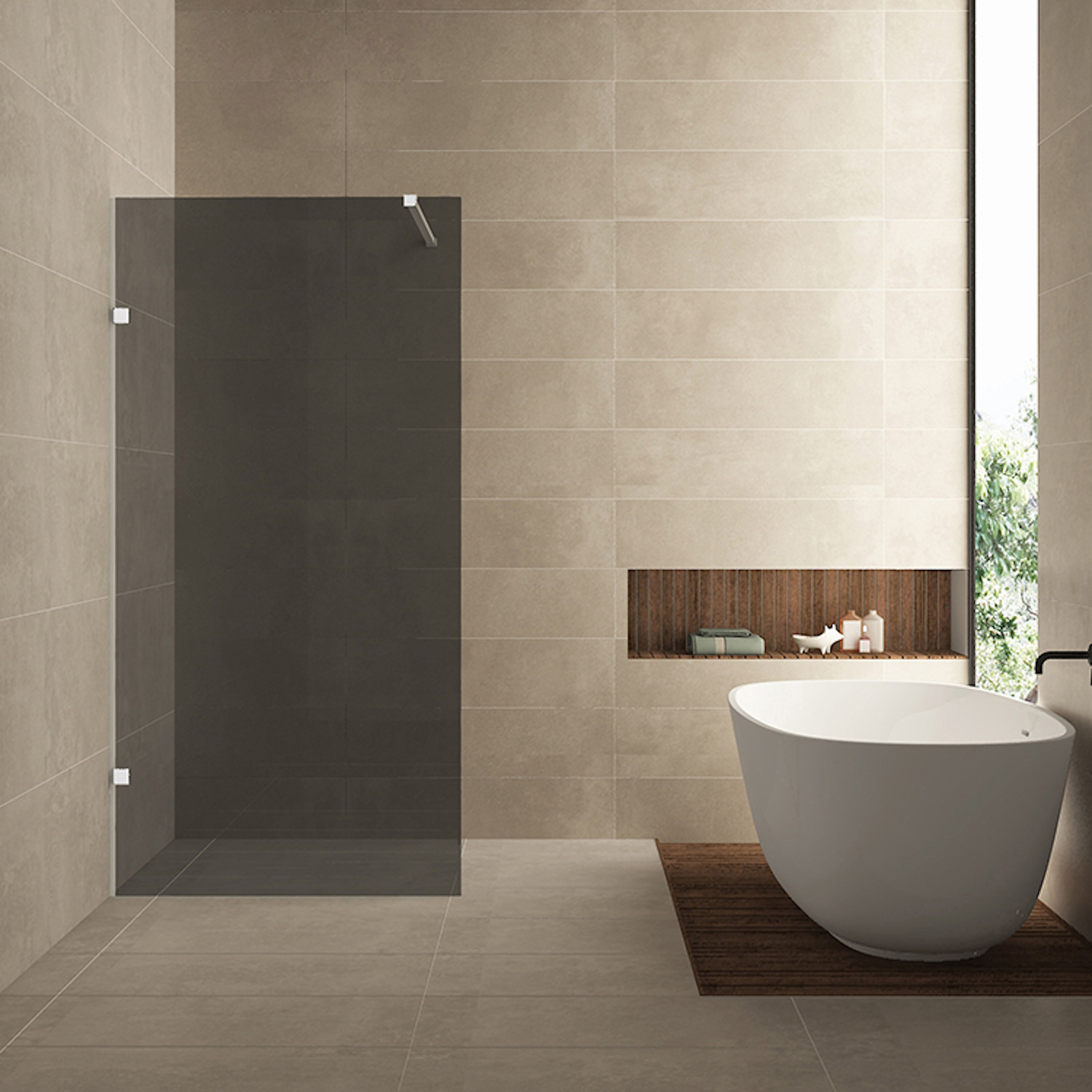 Wiesbaden Inloopdouche  Less 100x200 cm 8 mm Nano Rookglas Mat Wit
