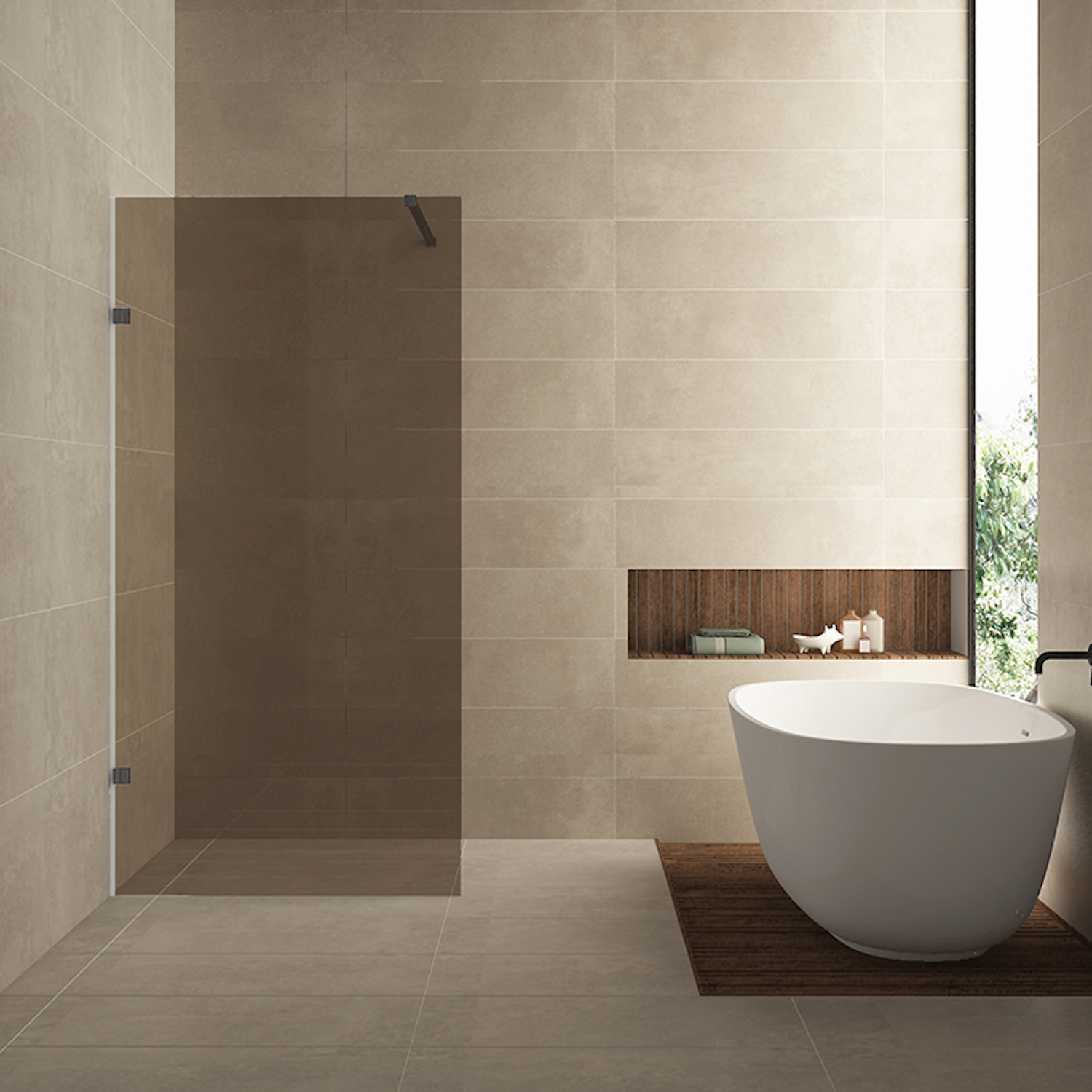 Wiesbaden Inloopdouche  Less 100x200 cm 8 mm Nano Vintage Brons Glas Gunmetal