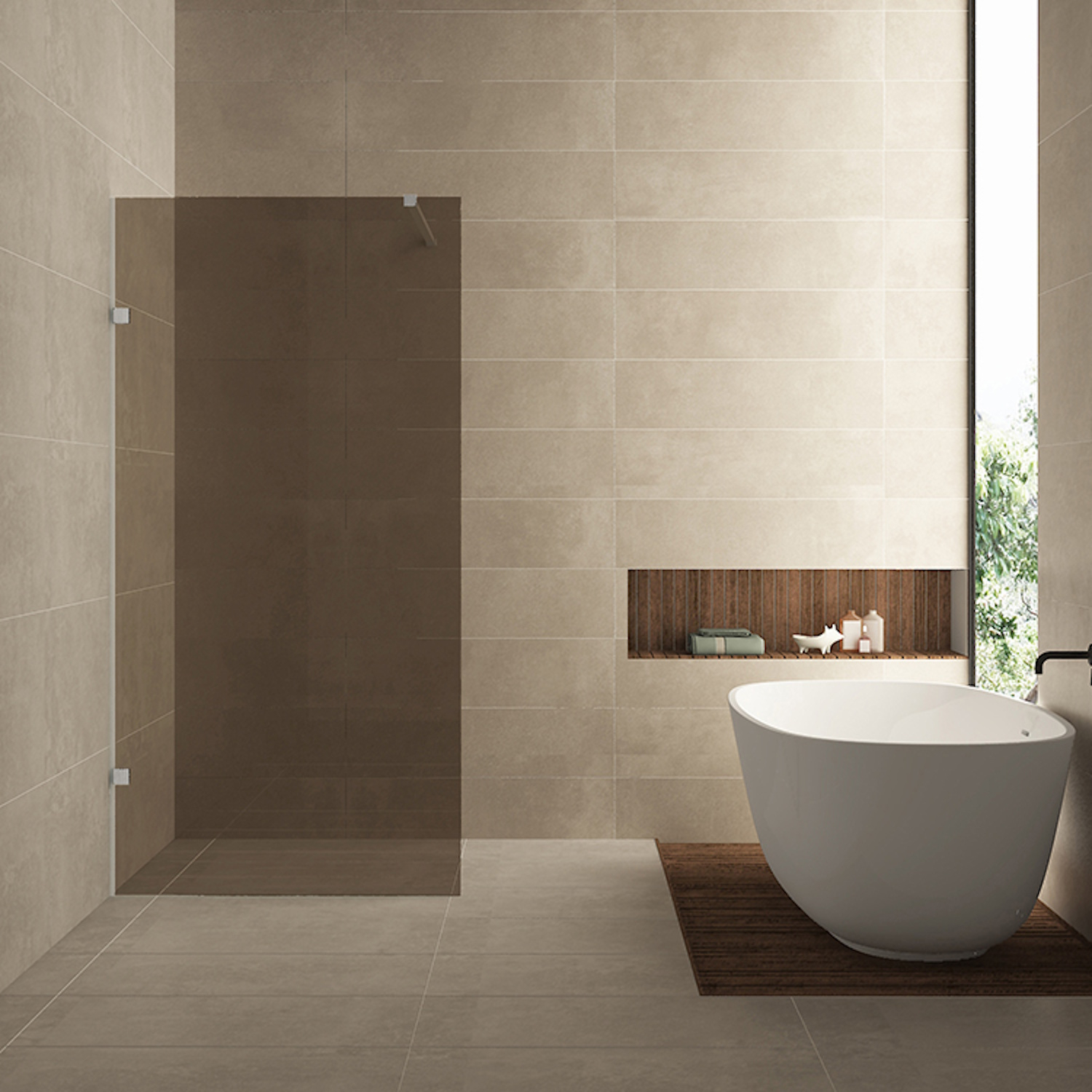 Wiesbaden Inloopdouche  Less 80x200 cm 8 mm Nano Vintage Brons Glas Geborsteld Staal