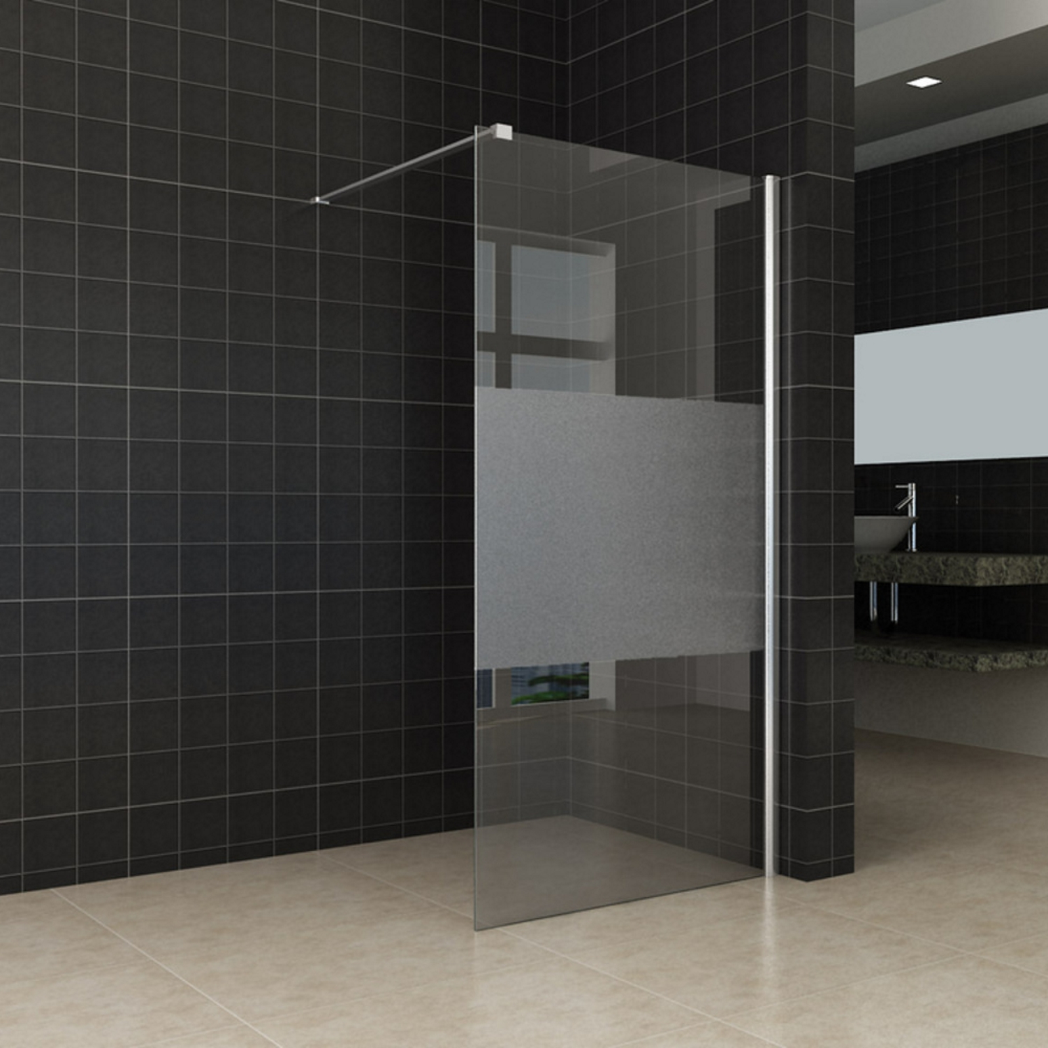 Inloopdouche Wiesbaden Slim Middenband Glas 100x200 8mm Nano Coating product afbeelding