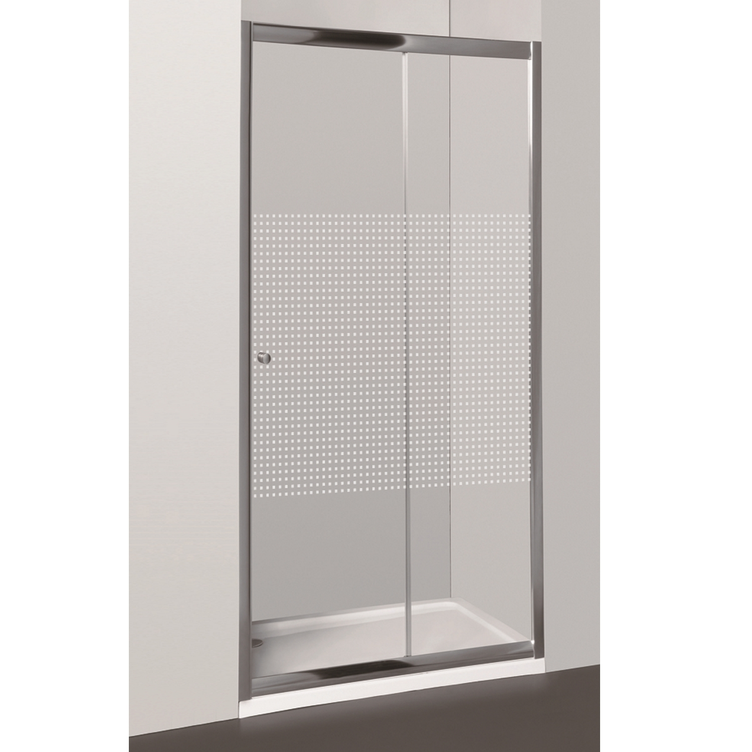 Nisdeur Allibert Priva Schuifdeur 130X190Cm Met Kleine Vierkantjes 6Mm Antikalk allibert kopen in de aanbieding