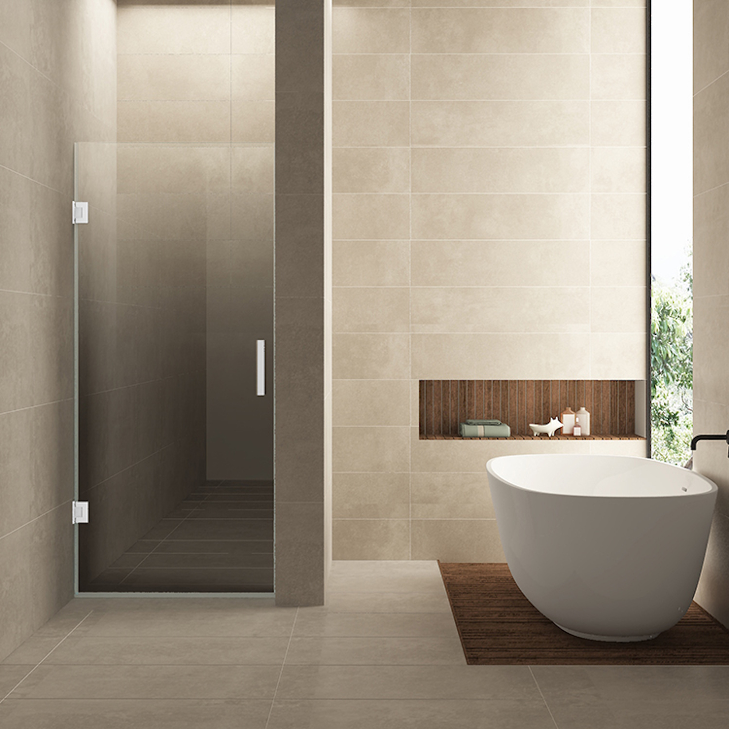 Wiesbaden Nisdeur Links  Less 70x200 cm 8 mm Nano Spiegelrook- Naar Helder Glas Mat Wit