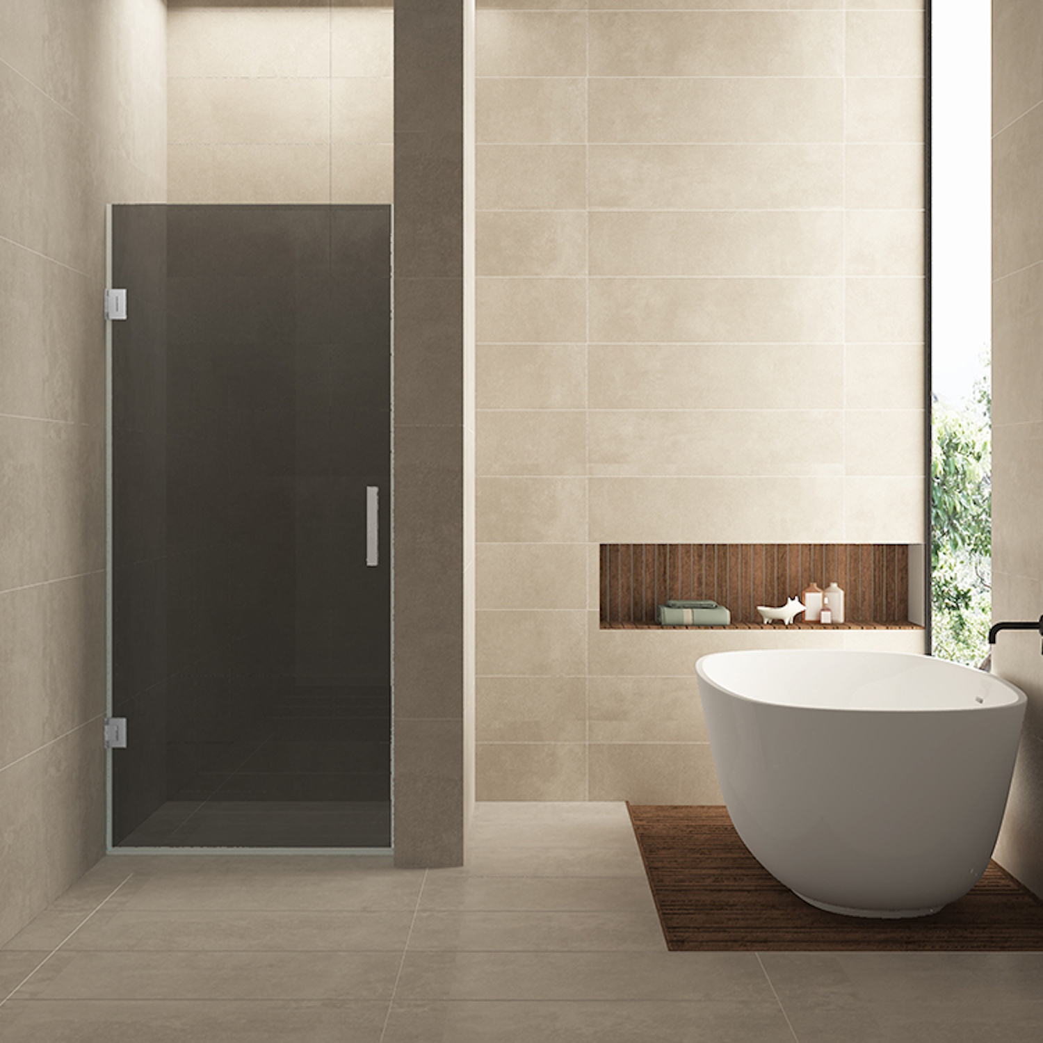 Wiesbaden Nisdeur  Less 70x200 cm 8 mm Nano Rookglas Chroom