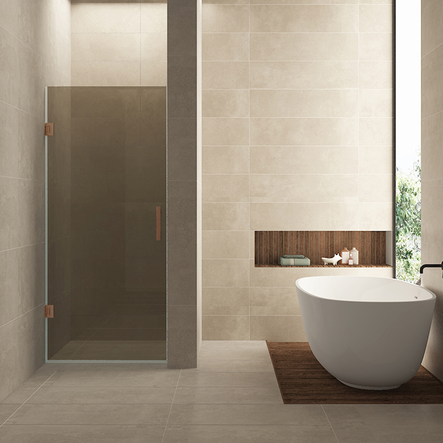 Wiesbaden Nisdeur  Less 80x200 cm 8 mm Nano Vintage Brons Glas Geborsteld Brons Koper