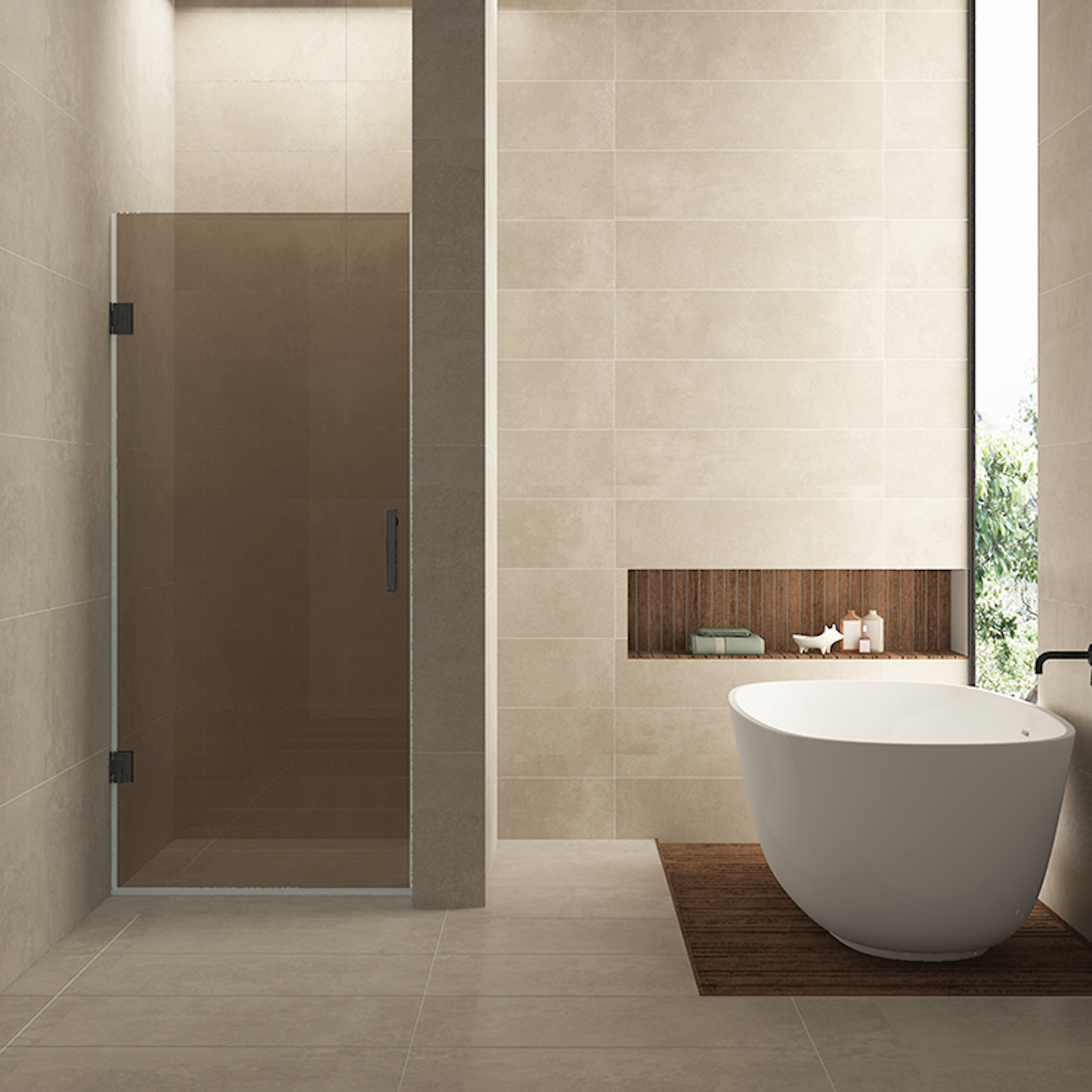 Wiesbaden Nisdeur  Less 80x200 cm 8 mm Nano Vintage Brons Glas Gunmetal