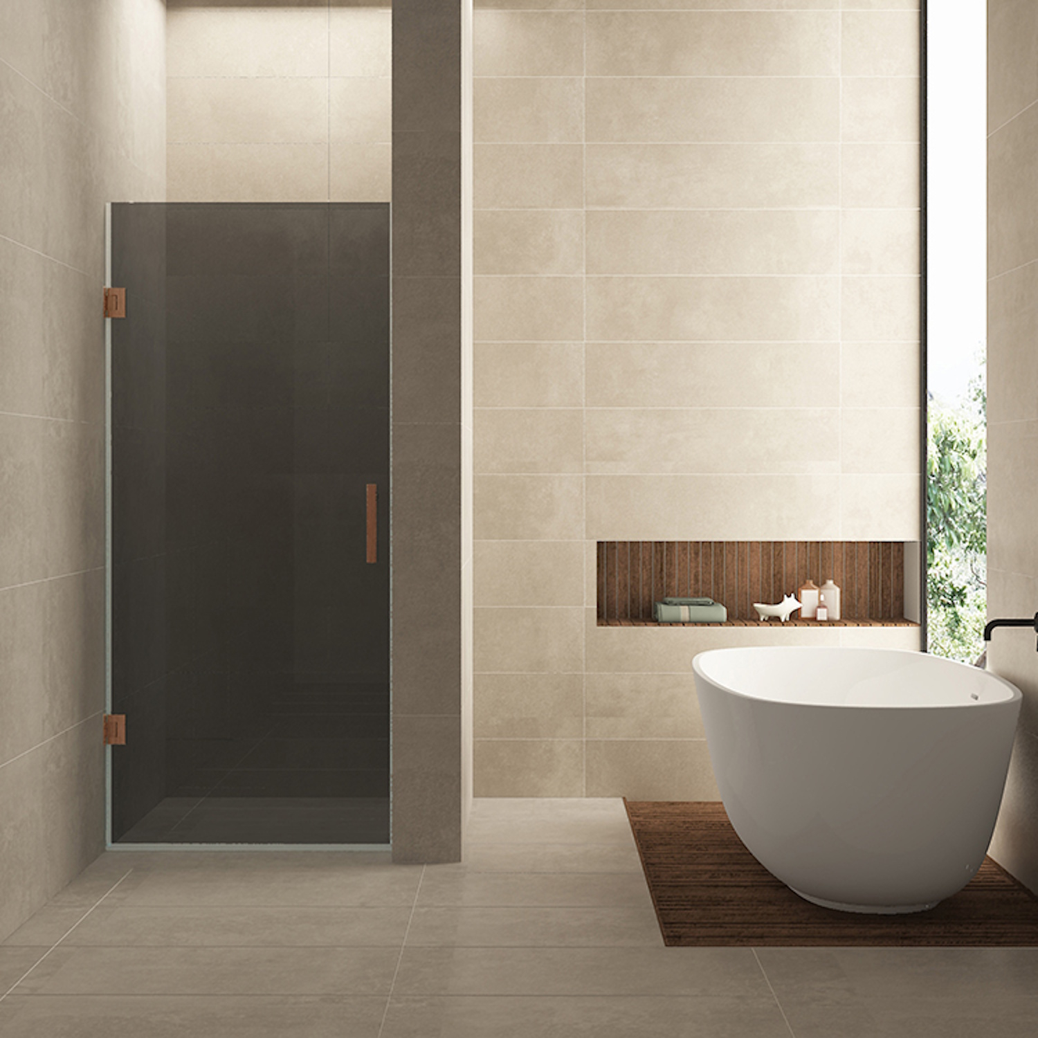 Wiesbaden Nisdeur  Less 90x200 cm 8 mm Nano Rookglas Geborsteld Brons Koper