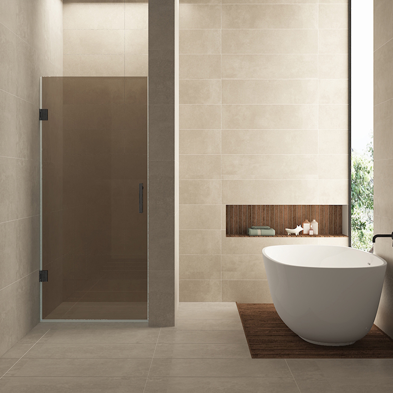Wiesbaden Nisdeur  Less 90x200 cm 8 mm Nano Vintage Brons Glas Gunmetal