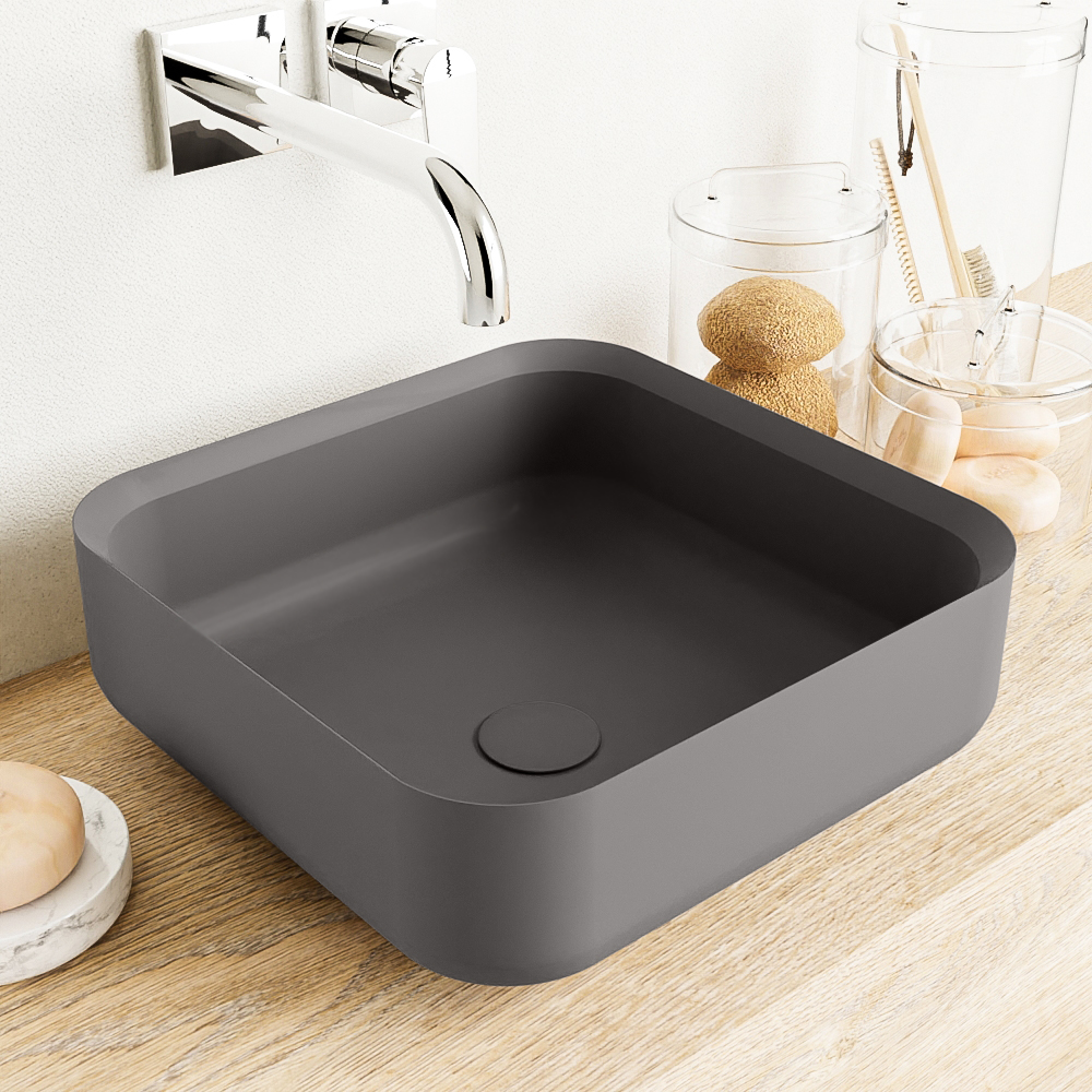 MONDIAZ BINX Waskom solid surface 36cm kleur DarkGrey / DarkGrey