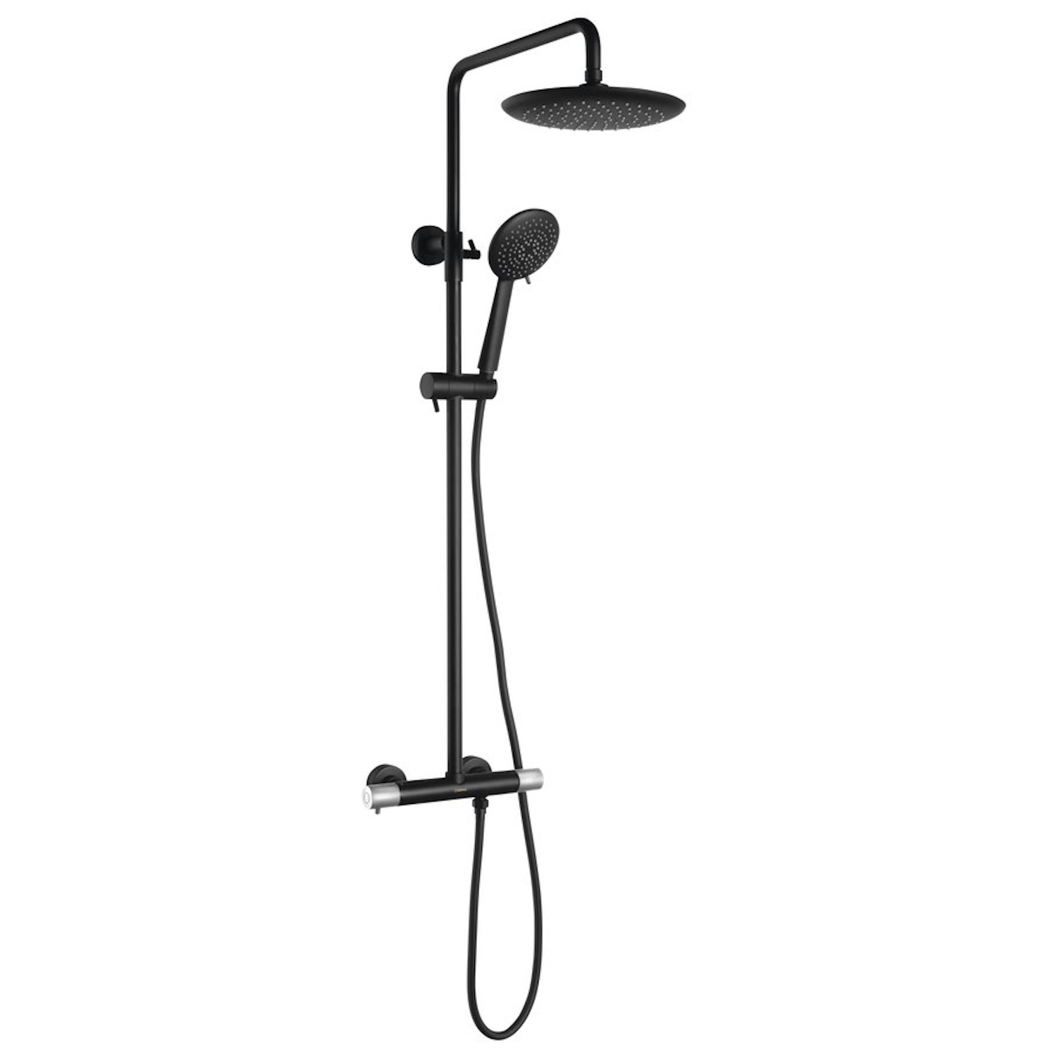 Sapho Regendouche met Thermostatische Mengkraan  Solaris Mat Zwart/Chroom