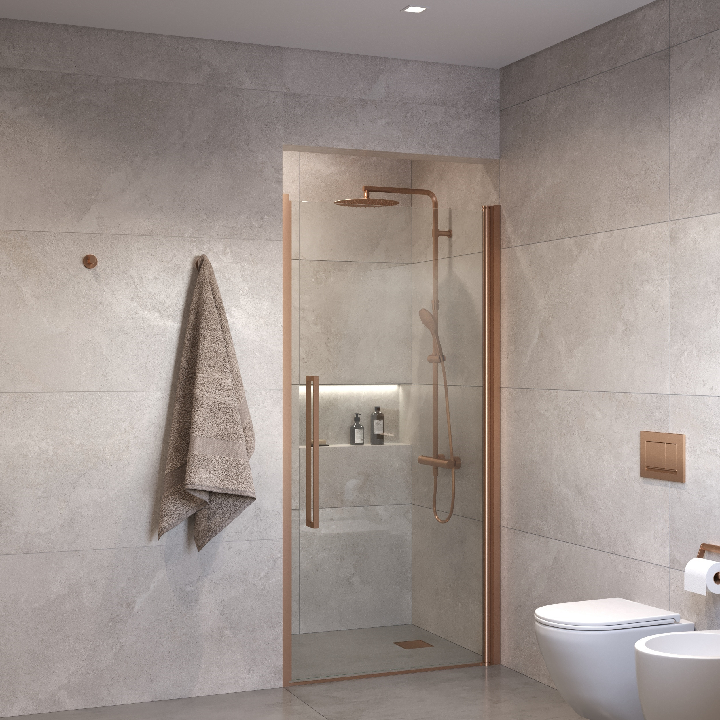 Sanivo Suno Nisdeur draaideur 80 cm Geborsteld Brons Helder Glas 8 mm Nano