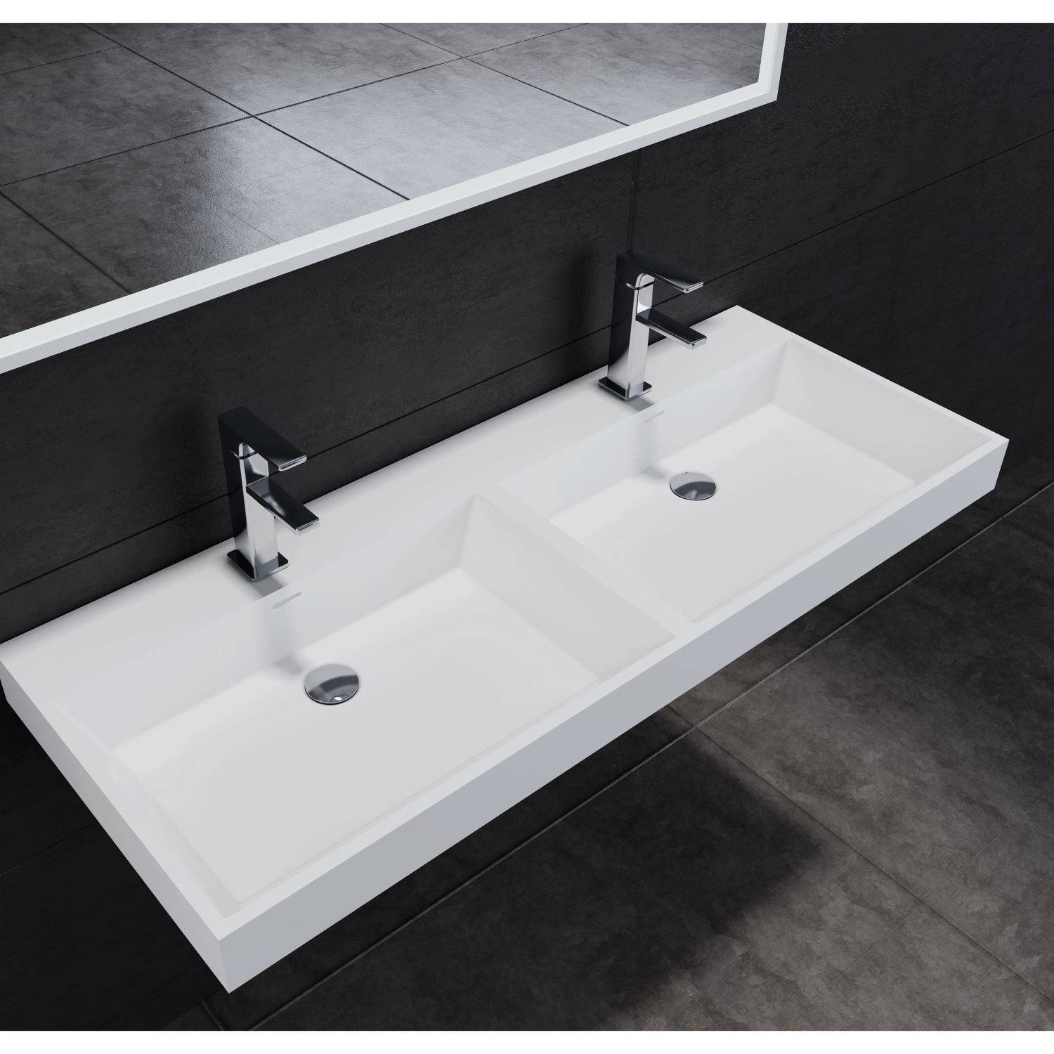 Sanilux Wastafel Solid Surface 120 cm 2 kraangaten