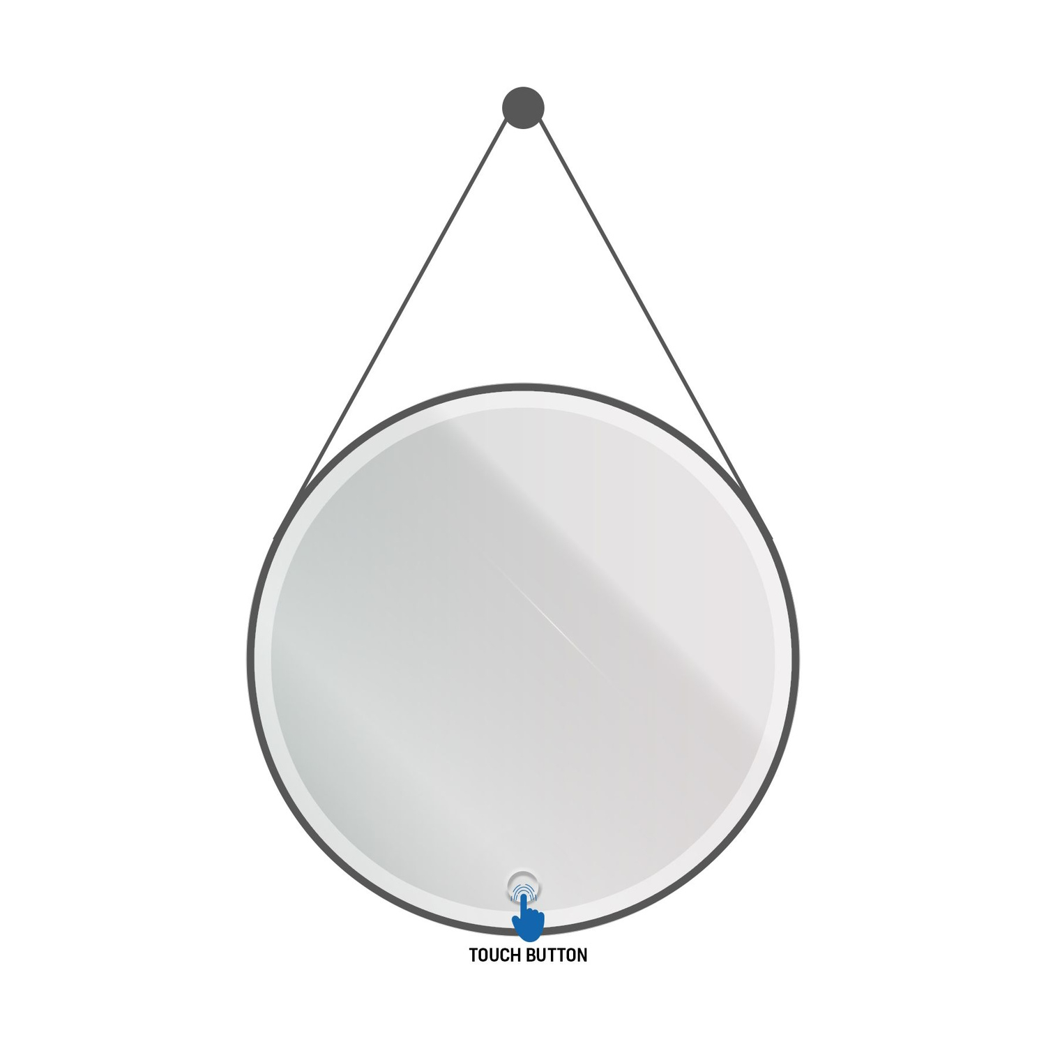 Spiegel BWS Saskia Ronde Ledspiegel Met Band 80 cm Mat Zwart