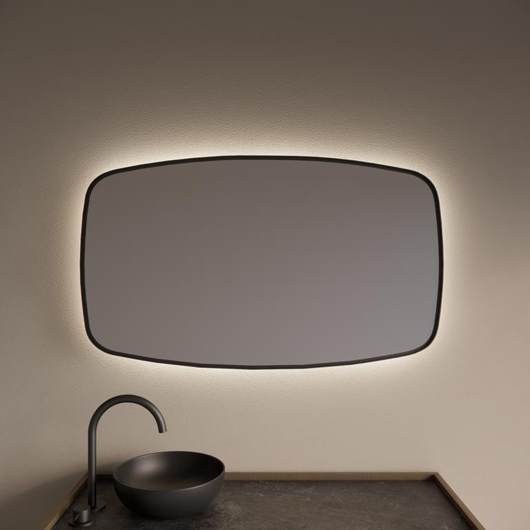 Gliss Design Spiegel  Epos met Indirecte LED Verlichting en Verwarming 120x65cm Mat Zwart