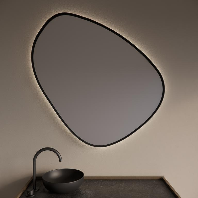 Gliss Design Spiegel  Fenix met Indirecte LED Verlichting en Verwarming 80cm Mat Zwart