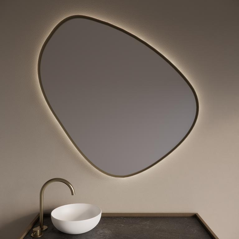 Gliss Design Spiegel  Fenix met Indirecte LED Verlichting en Verwarming 100cm Mat Goud