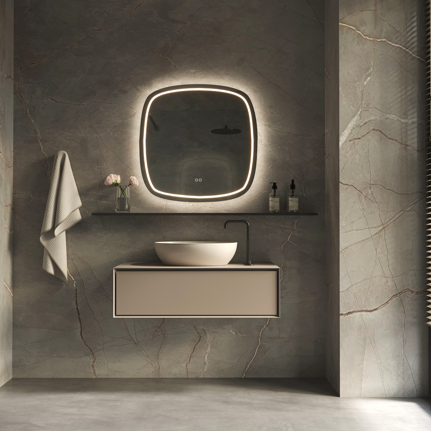 Spiegel Hipp Design Phantom 006 Met Verlichting Incl. Spiegelverwarming (Alle Maten)