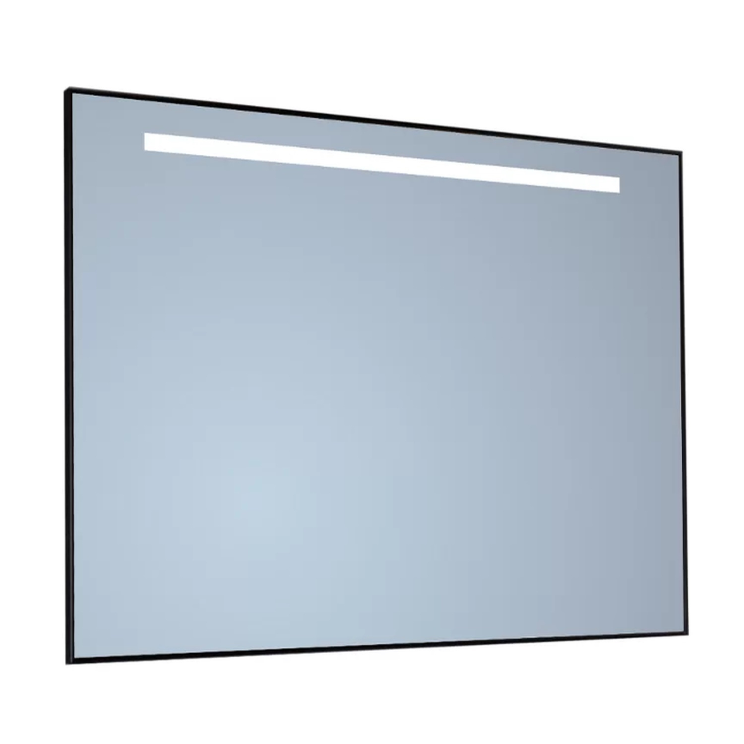 Spiegel Sanicare Q-Mirrors 80x70 cm Rechthoek Met Aan De Bovenkant LED Warm White, Omlijsting Aluminium incl. ophangmateriaal