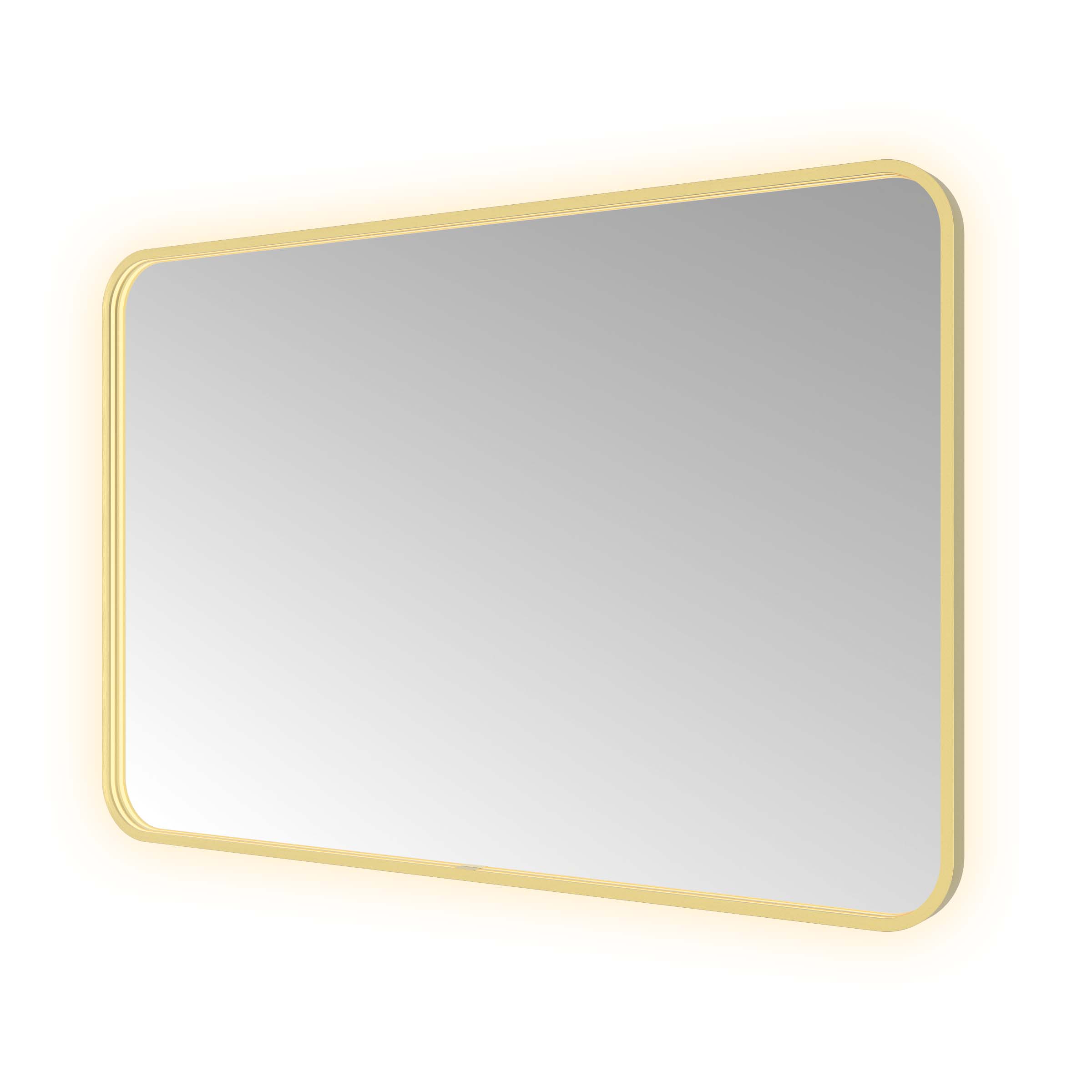 Hotbath Spiegel &MORE 80x120 cm LED-Verlichting Spiegelverwarming Rechthoek Afgerond Geborsteld Messing PVD