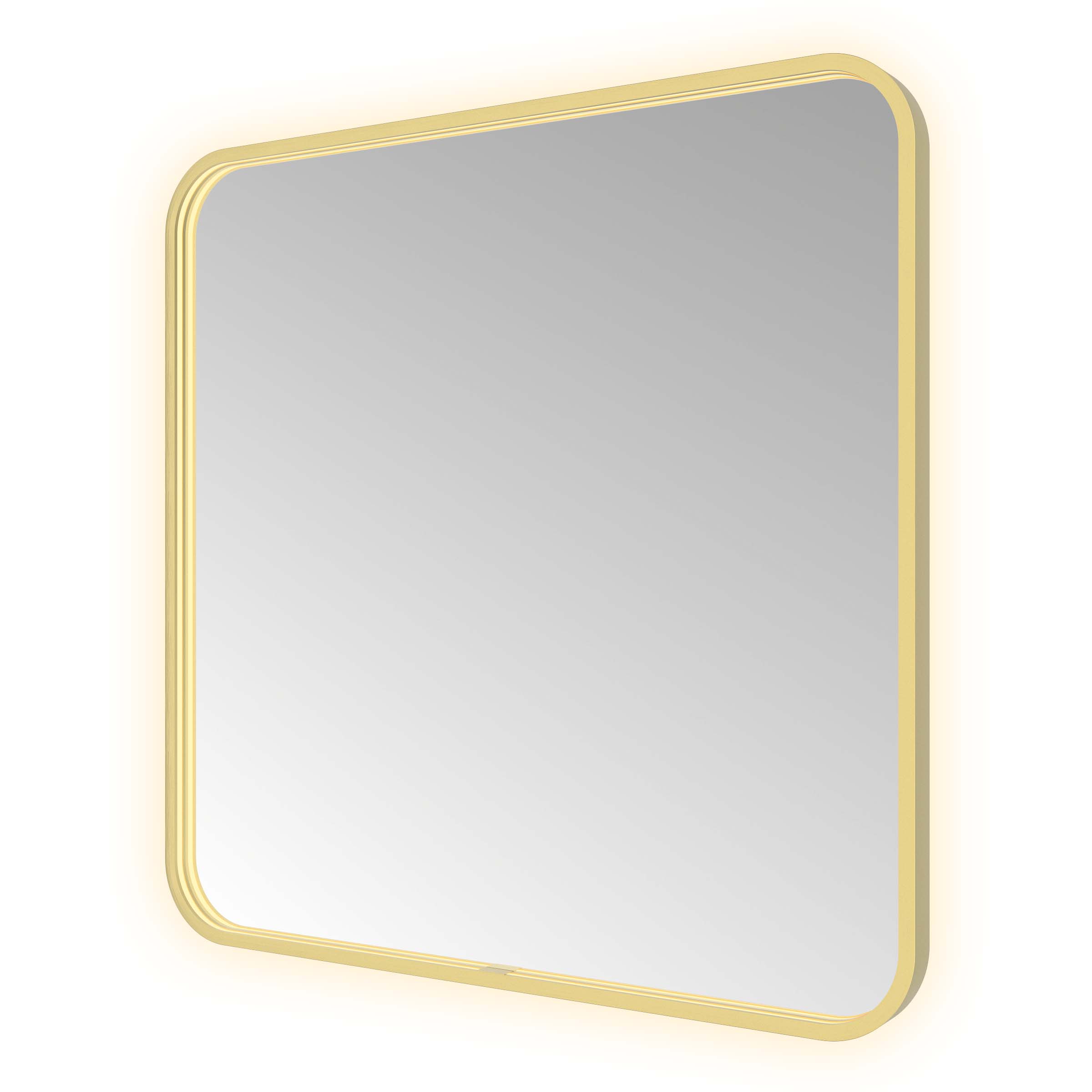 Hotbath Spiegel &MORE 80x60 cm LED-Verlichting Spiegelverwarming Vierkant Geborsteld Messing PVD