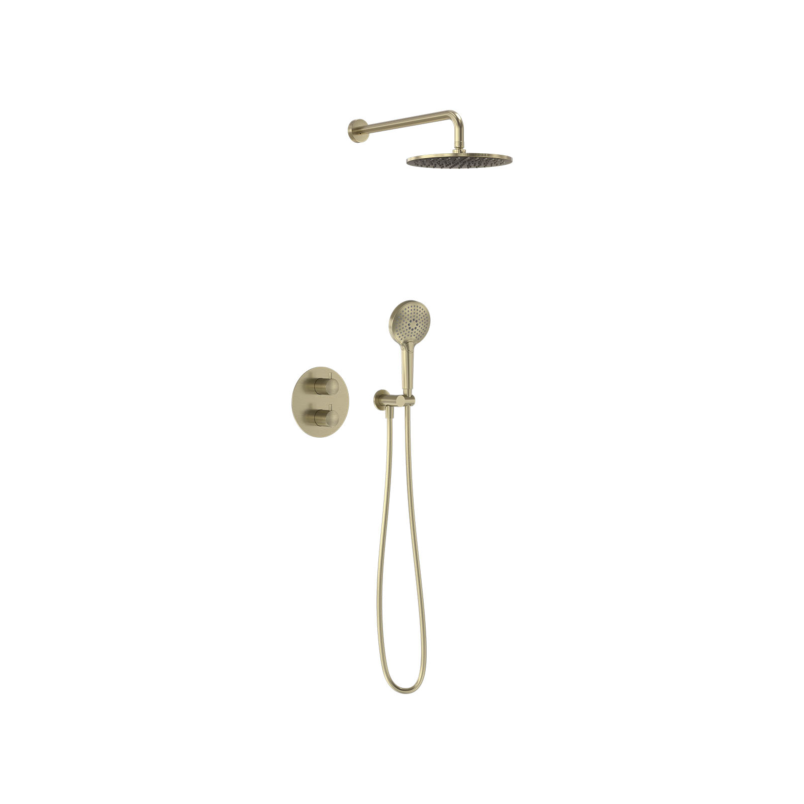 MAY Thermostatische Inbouwdoucheset Wandarm  Inbouw Geborsteld Mat Goud Pvd