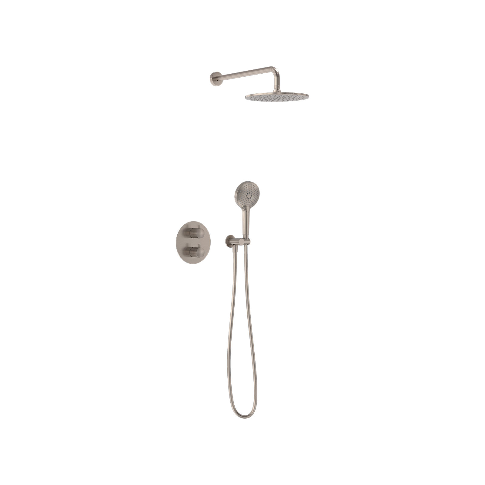 MAY Thermostatische Inbouwdoucheset Wandarm  Inbouw Geborsteld Nickel Pvd