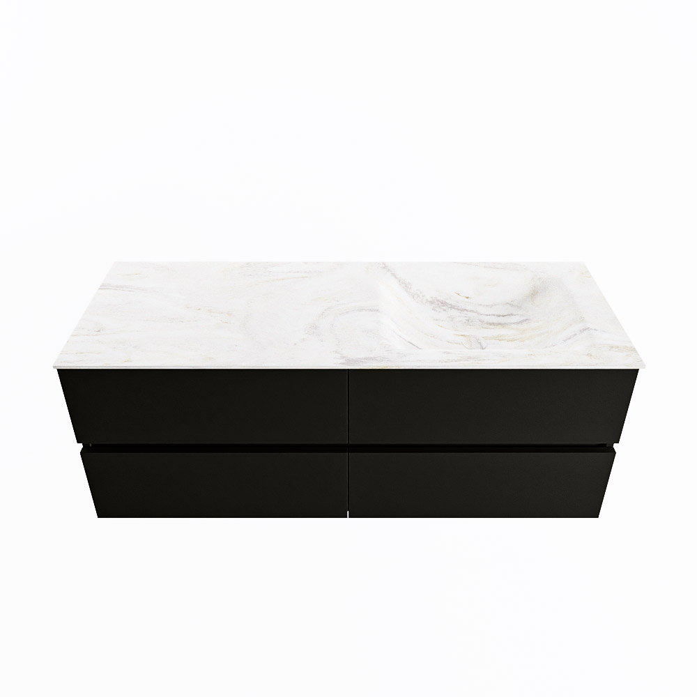 MONDIAZ VICA-DLUX 130cm badmeubel onderkast Urban 4 lades. Inbouw wastafel CLOUD rechts 1 kraangat, kleur Ostra.