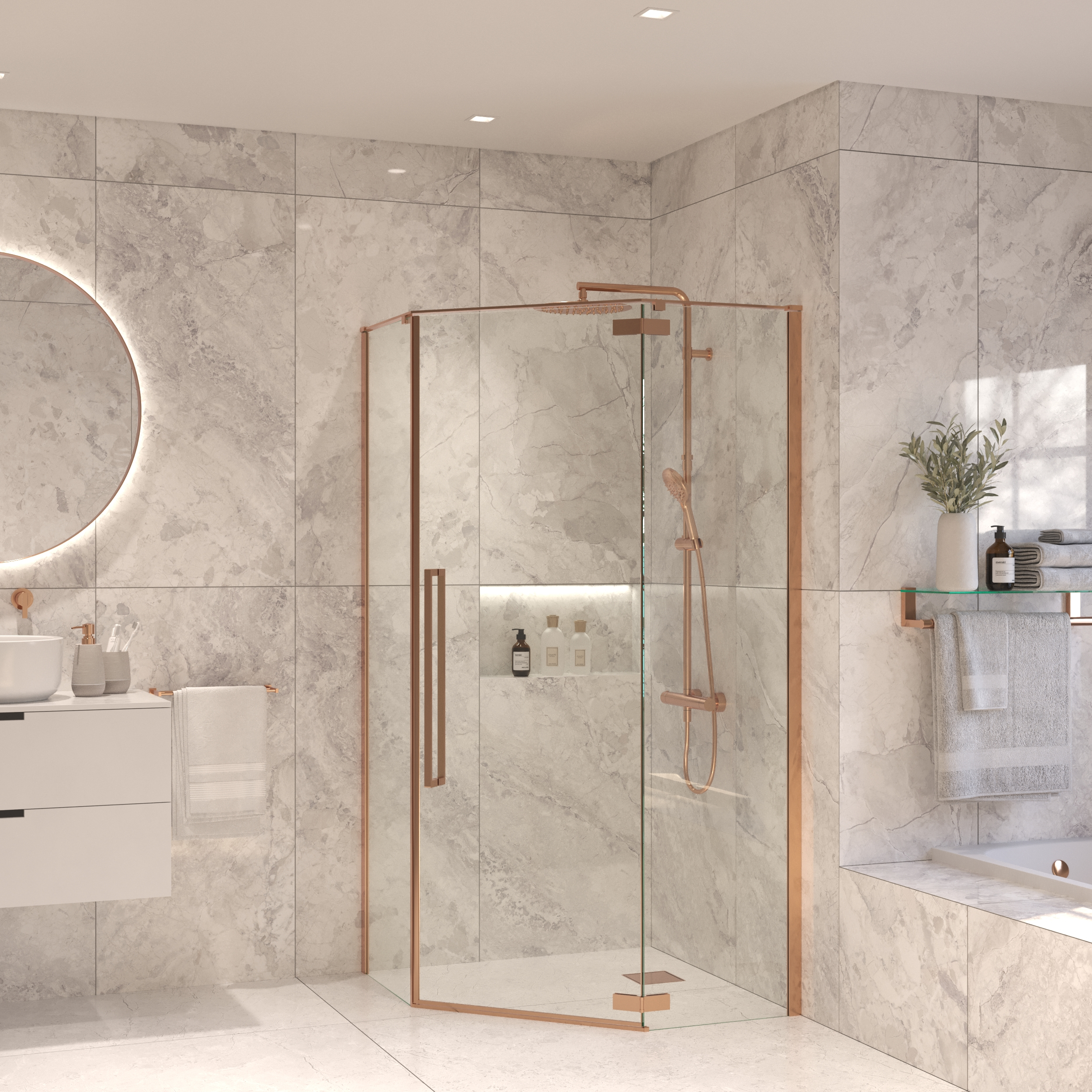 Sanivo Vijfhoekige Douchecabine  Vigo 100x100x200 cm Geborsteld Brons