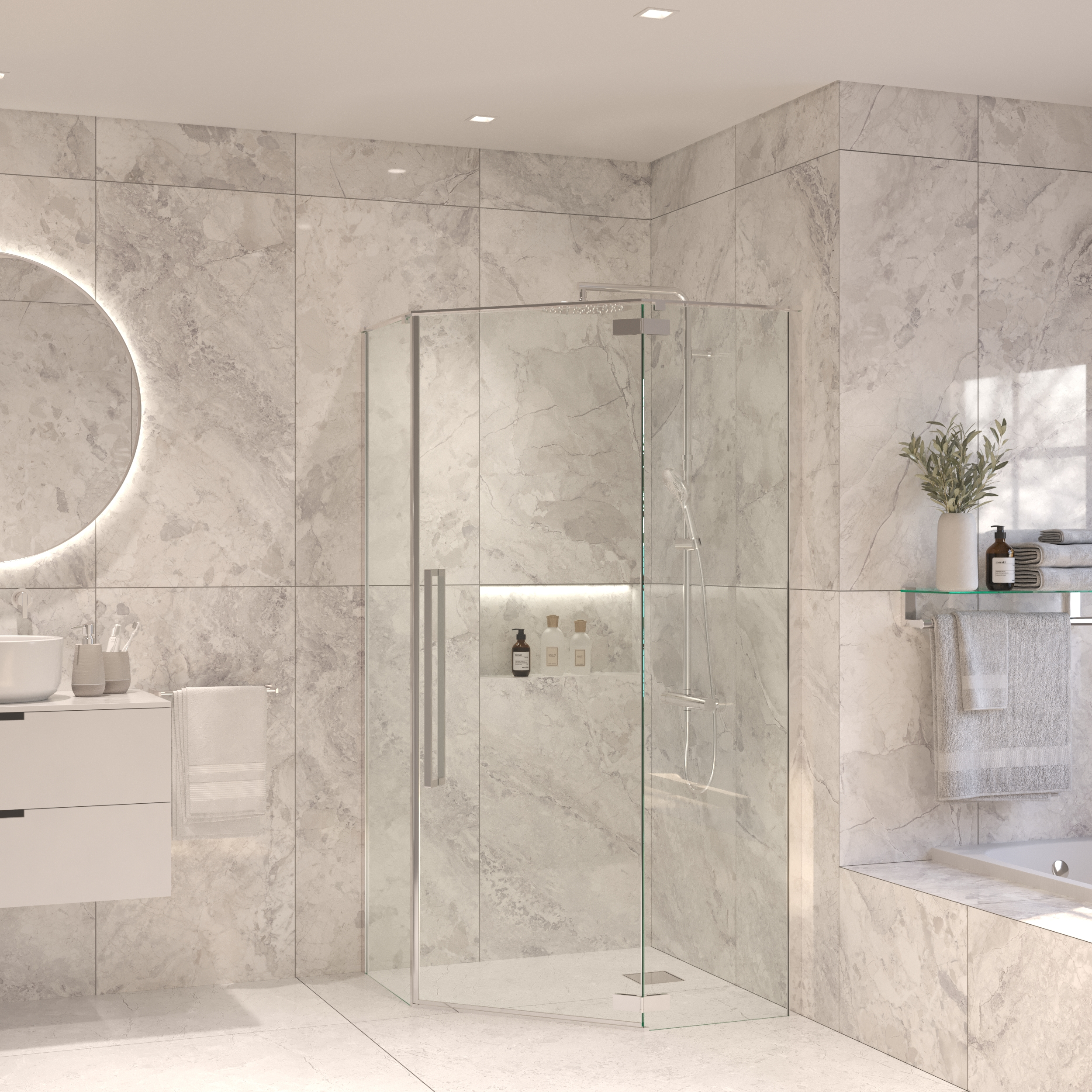 Sanivo Vijfhoekige Douchecabine  Vigo 90x90x200 cm Chroom