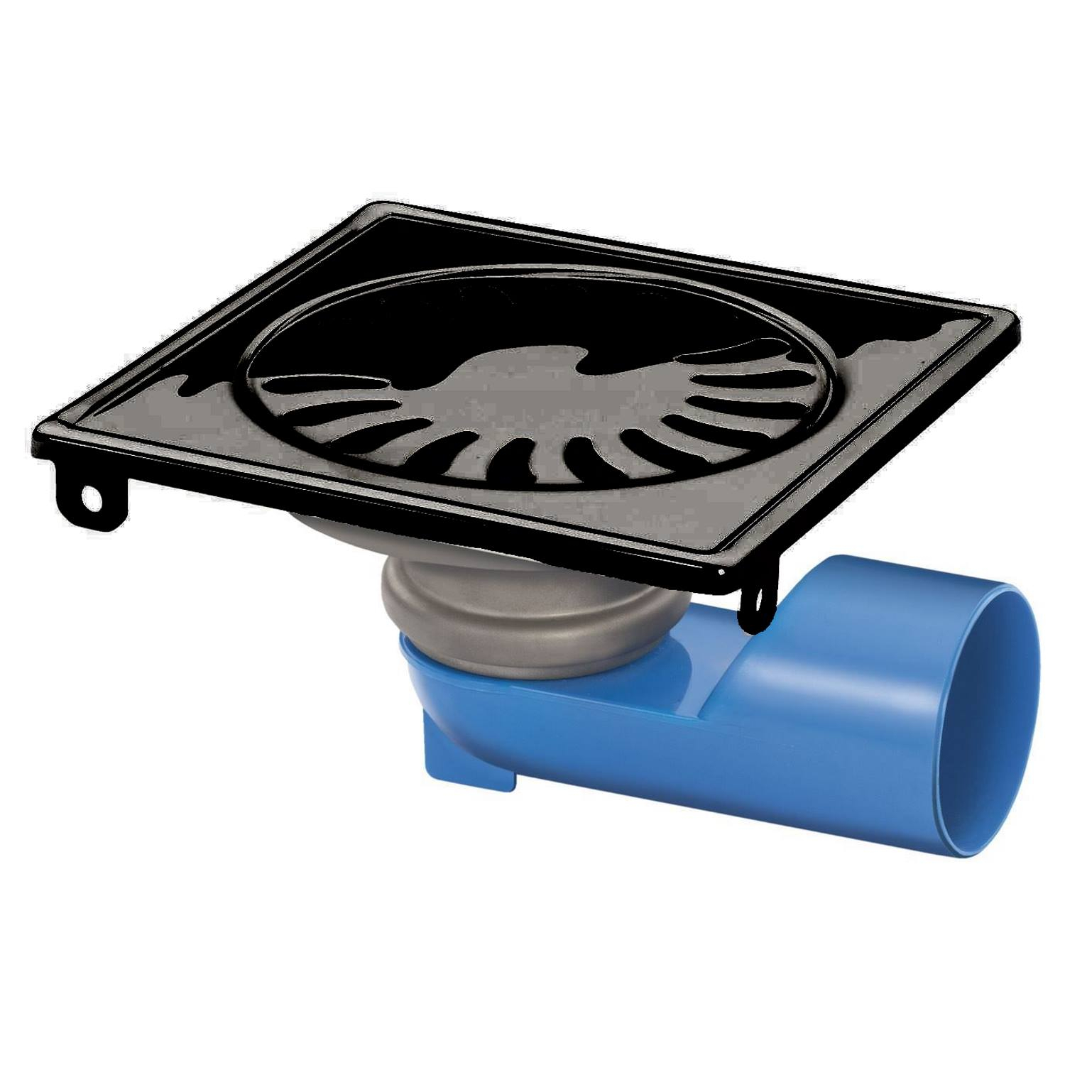 Vloer Doucheput met Zij-Onderuitlaat 15x15 cm 50 mm RVS Mat Zwart product afbeelding