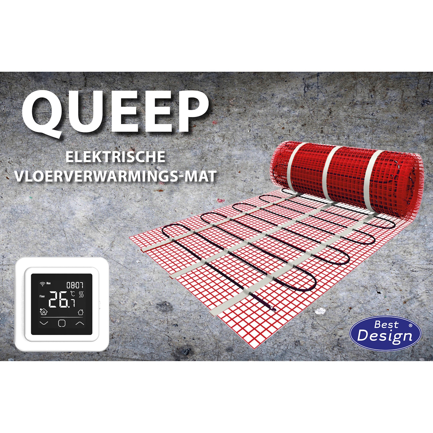 Vloerverwarming Best Design Queep Elektrische Vloerverwarmingsmat 9m2 (1350 Watt)