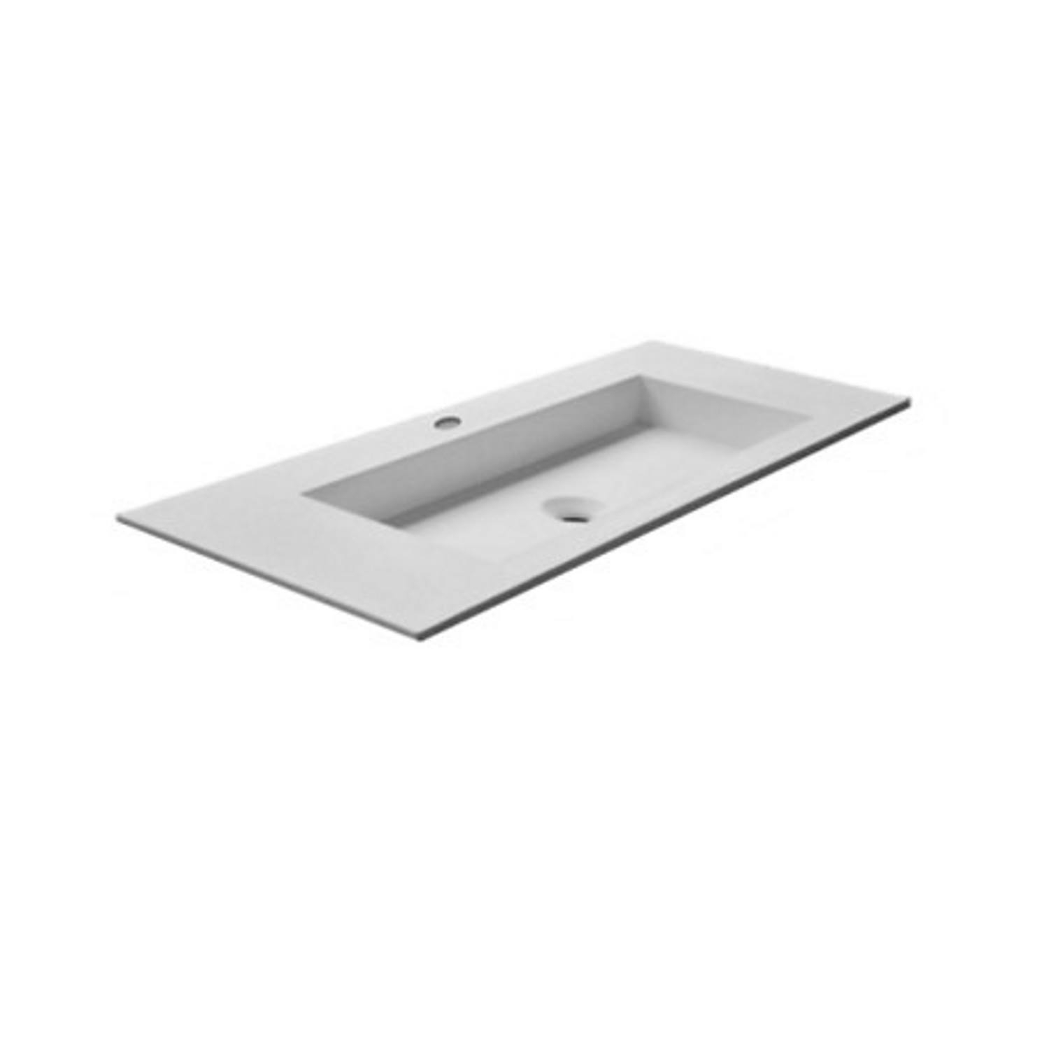 Wastafel Boss & Wessing 1 Kraangat 45.5x99 cm Solid Surface Wit Wastafel Boss & Wessing 1 Kraangat 45.5x99 cm Solid Surface Wit