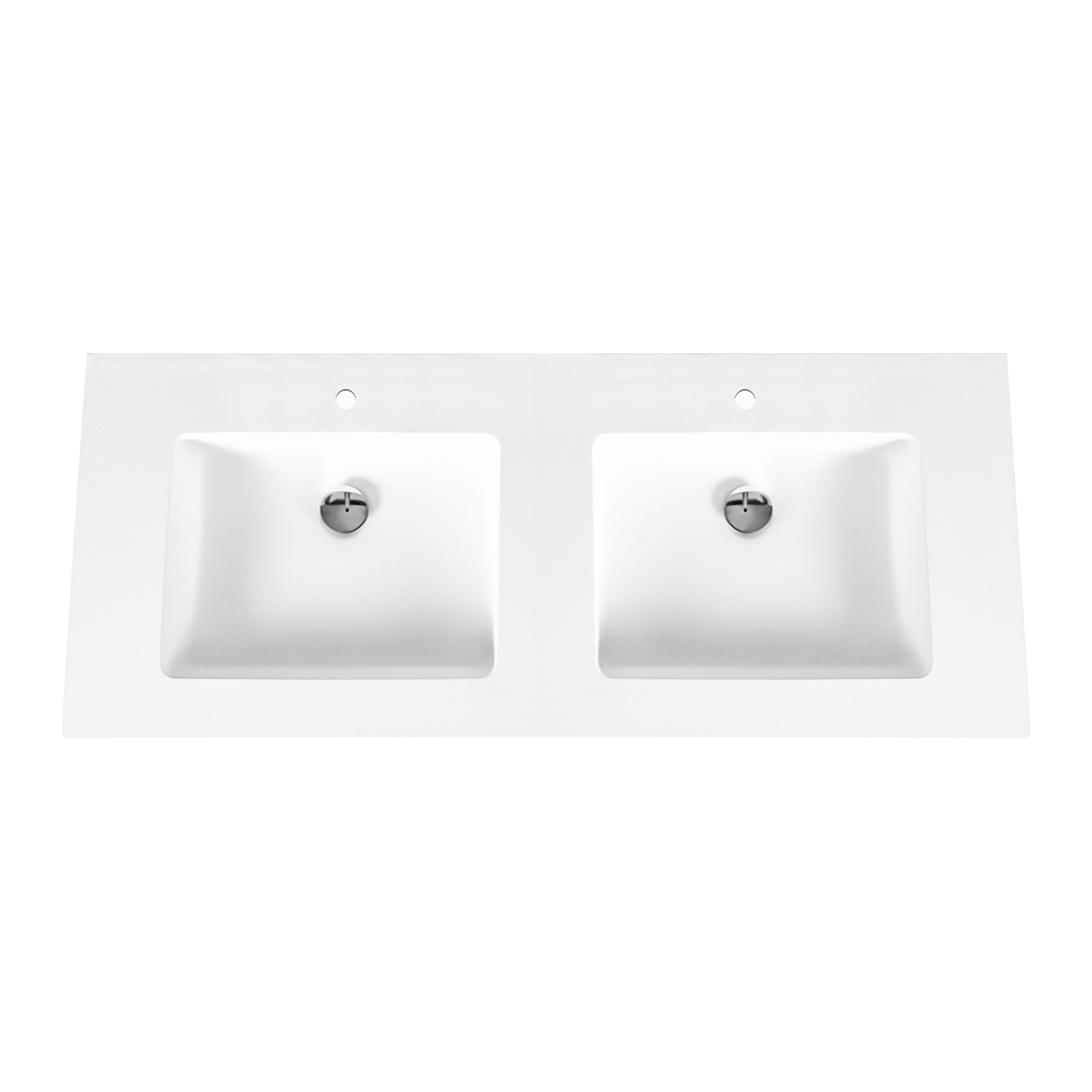 Wastafel BWS Veroni 45.5x120 cm 2 Kraangaten Solid Surface Wit