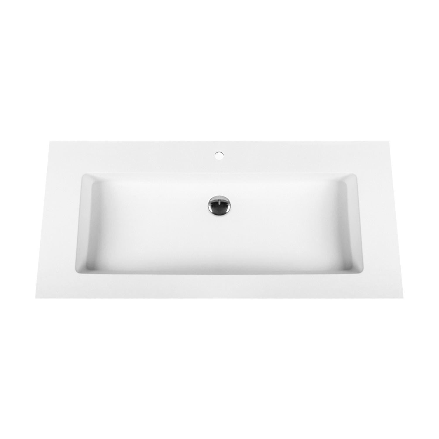 Wastafel BWS Veroni 45.5x99 cm 1 Kraangat Solid Surface Wit