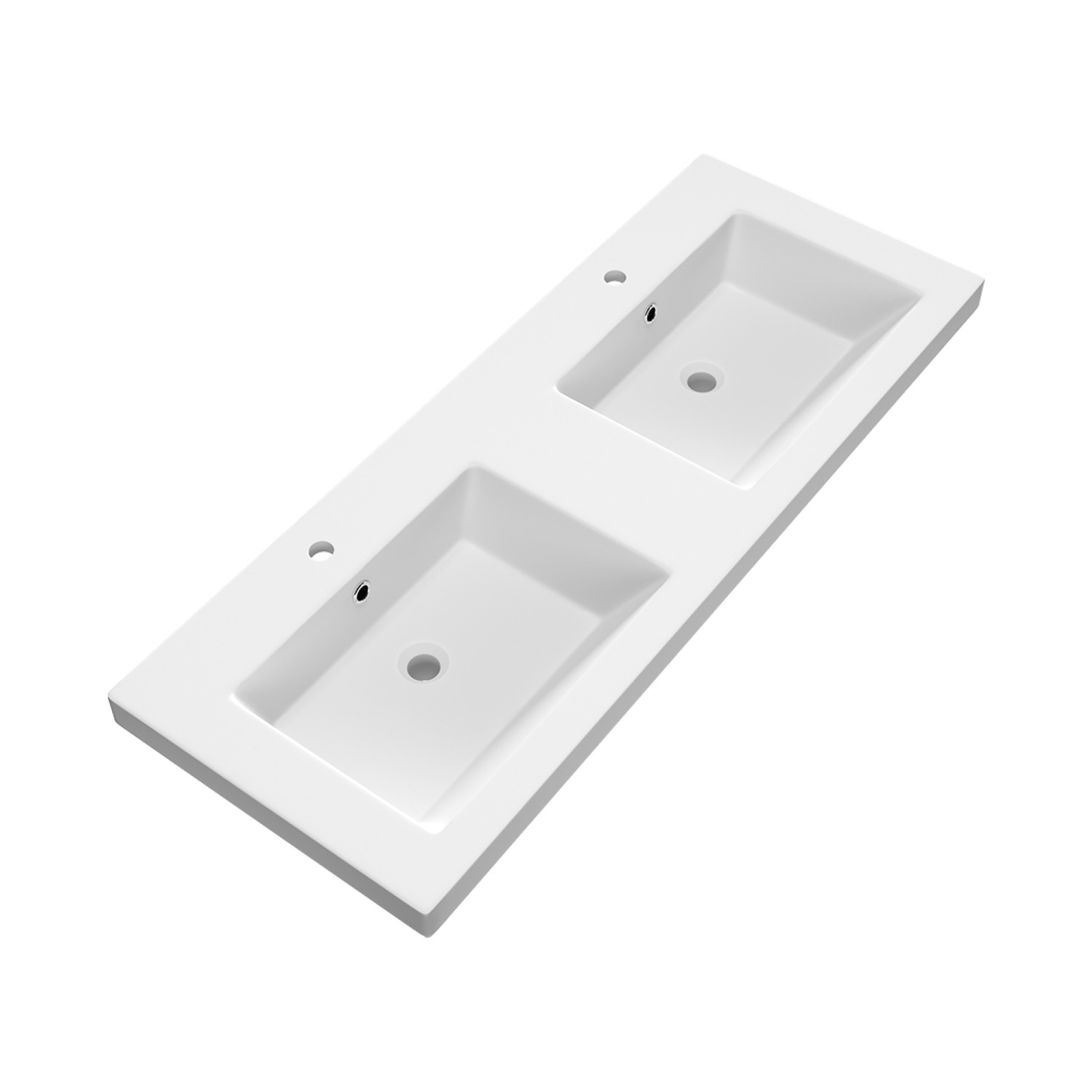 Wastafel Voor Meubel Exclusive Line Foggia 120-2 cm Mat Wit 2 kraangaten