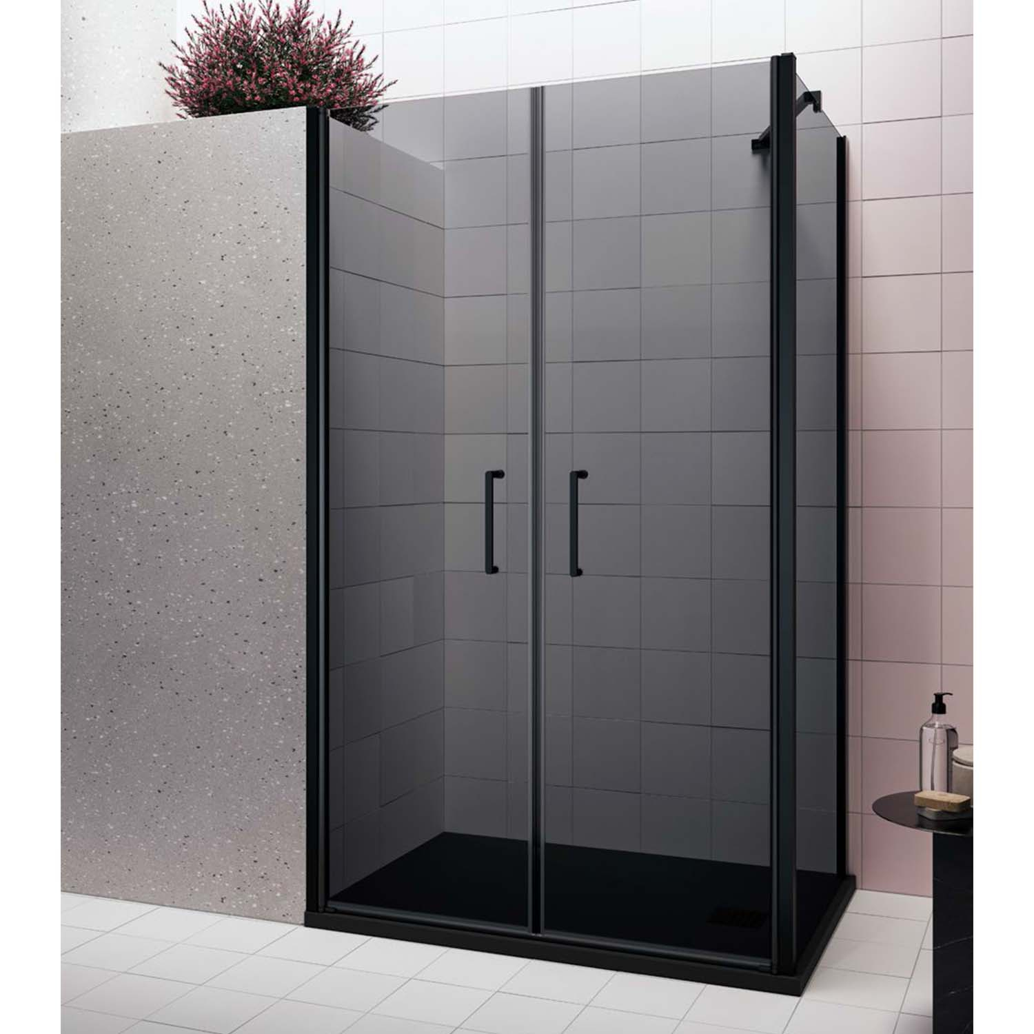 Zijwand Lacus Giglio Evo 90x200 Cm Aluminium Profiel Rookglas Zwart product afbeelding