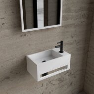 Fonteinset BWS Solid Surface Met Handdoekhouder Rechts Mat Wit Mat Zwart
