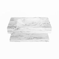 MONDIAZ ALAN-DLUX 80cm planchet Glace. Vrijhangende wastafel CLOUD midden zonder kraangat, kleur Glace.