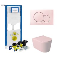 Geberit UP320 Toiletset Wandcloset Salenzi Civita Mat Roze met Sigma 01 Drukplaat