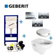 Geberit UP100 Toiletset set02 B&W Compact 47.5 cm met Delta drukplaat