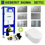 Geberit UP320 Toiletset Set51 Wandcloset Sanilux Easy Flush Slim met Bidet Sigma Drukplaat