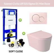 Geberit UP320 Toiletset Wandcloset Salenzi Civita Mat Roze met Sigma 01 Drukplaat