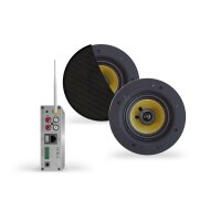 Wifi-Audio Versterker Aquasound Airplay + DLNA 50W Inclusief Speakerset Aquasound Samba 205 mm Zwart